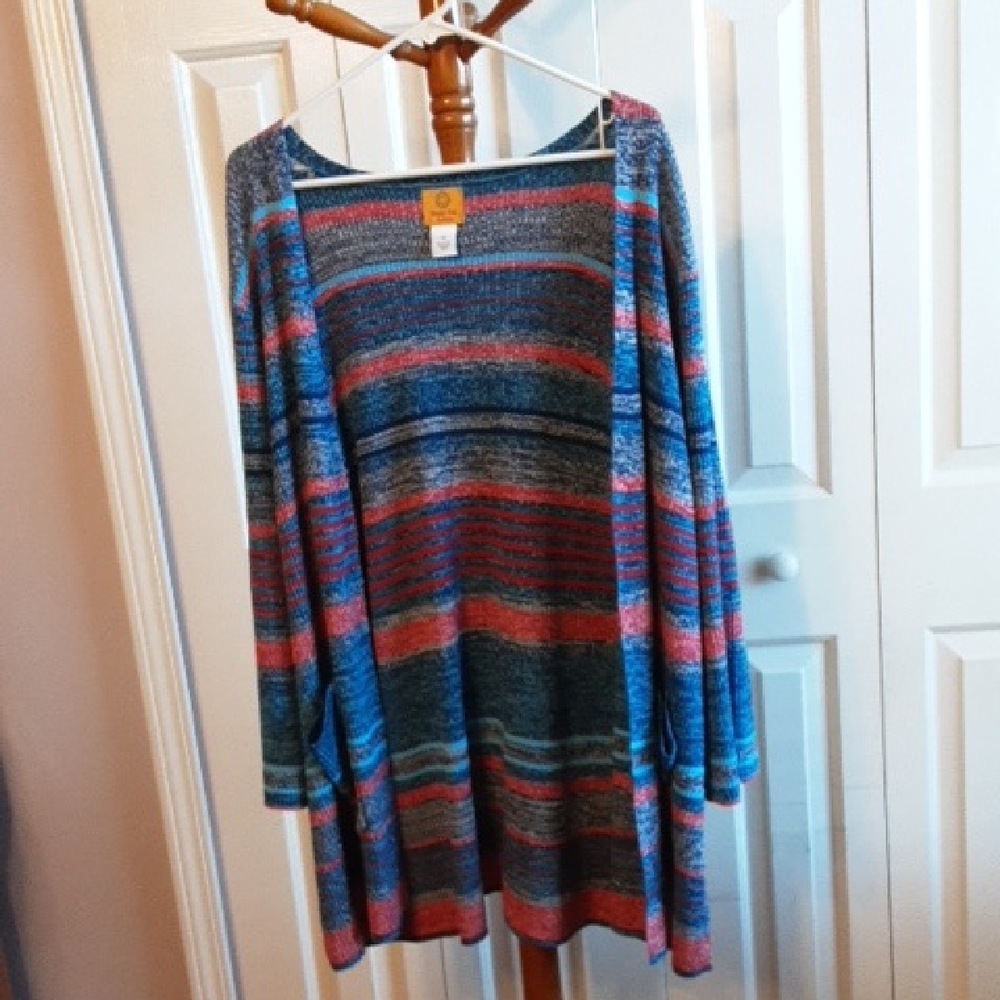 Ruby Rd. Blue and Red Striped Sweater